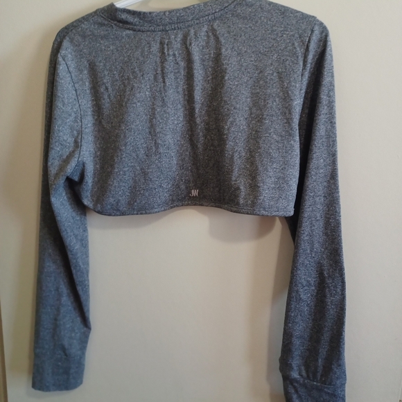 Jason Wu Women's Long Sleeve Athletic Shirt Cropped Gray Athleisure - Picture 2 of 8